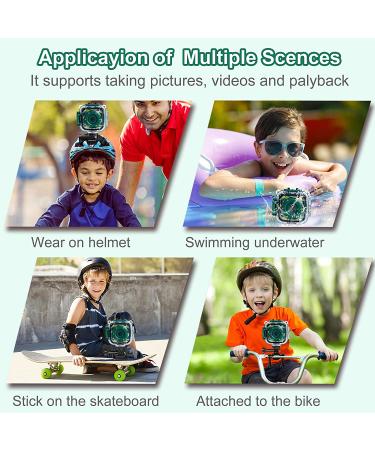PROGRACE Kids Camera Waterproof Gift Toy - Children Digital Video Camera Underwater Camera for Kids 1080P Camcorder Toddler Sports Camera for Boys Birthday Learn Camera Pool Toys Age 3-14 Green - Buy Online on GoSupps.com
