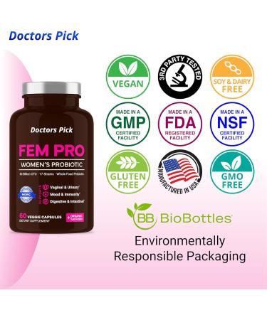 Doctors Pick Womens Probiotics Vaginal Probiotic & Mood 2 Month Supply - Supports Vaginal & Urinary Health Yeast Infection & Bacterial Vaginosis Probiotic Immune Health Vegan - Organic - Buy Online on GoSupps.com