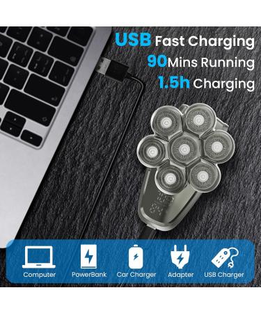 Head Shaver for Men Upgraded 7D Rotary Head Shaver for Bald Men IPX7 Waterproof Wet/Dry Electric Razor with LED Display Rechargeable&Detachable Beard Grooming Kit Type-C Charge for Home Travel - Buy Online on GoSupps.com
