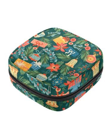 Guantierendiy Christmas Tree Gift Sanitary Napkin Storage Bag Large Capacity Menstrual Cup Pouch Girls Travel Portable Small Makeup Sanitary Pads Organizer Color 1