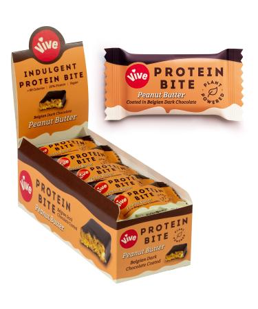 Vive Protein Bites Gluten Free High Fibre Vegan Snacks Mini Protein Bars Dark Chocolate Coated Peanut Butter Flavour 21 x 20g Peanut Butter 21 Count (Pack of 1) - Buy Online on GoSupps.com