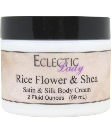 Eclectic Lady Rice Flower and Shea Satin and Silk Cream Body Cream Body Lotion 2 oz - Shea Butter Aloe Silk Amino Acids Vitamin E Phthalate-Free Handcrafted in USA - Perfect For Women 2 Ounce (Pack of 1)