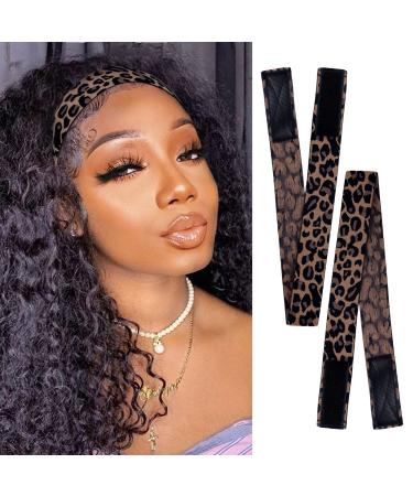 Elastic Bands for Wig Edges 2PCS Edge Laying Band Adjustable Edge Wrap to Lay Edges Lace Melting Band Leopard Print Pattern Wig Band for Edges Comfortable Elastic Band for Lace Frontal Melt 2 Count (Pack of 1) Leopard Prin…