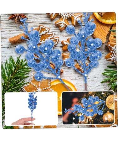 HOMSFOU 24 Pcs Christmas Imitation Berries Christmas Berries Picks Artificial Berry Twig Stem Gold Floral Picks Glitter Holly Berry Stem Xmas Red Fruit Home Decor Household Ribbon Foam Bluex2pcs 19X5X5CMx2pcs - Buy Online on GoSupps.com