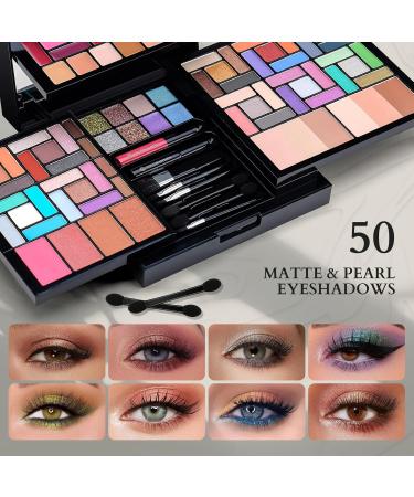 Color Nymph Makeup Kit for Women | 95 Colors 50 Matte & Pearl Eyeshadow Palettes Full Makeup Gift Set with Mirror Lipgloss & Blush Perfect International Shipping - Buy Online on GoSupps.com