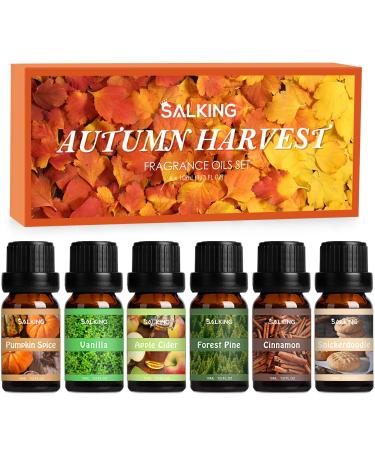 SALKING Autumn Fragrance Oils Premium Essential Oils Gift Set Fall Diffuser Oils Scented Oils for Soaps Candle Making - Cinnamon Pumpkin Spice Apple Cider Vanilla Forest Pine Snickerdoodle