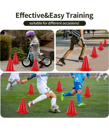 Kids Sports Training Cones Set - 24 Pack 7 Inch Agility Field Markers for Soccer, Football, Basketball Drills - Indoor/Outdoor Plastic Cone Set - Buy Online on GoSupps.com