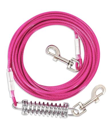 Yard leash for dogs with shock absorbing 3-15m yard leash tie out leashes tie out cables for dogs yard leash (rose red 15m) 15m rose red