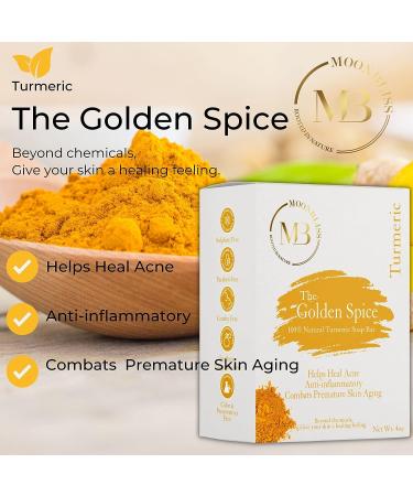 Organic Turmeric Soap Bar with Essential Oils | Acne-Fighting & Skin-Brightening | Includes Free Exfoliating Bag - Buy Online on GoSupps.com