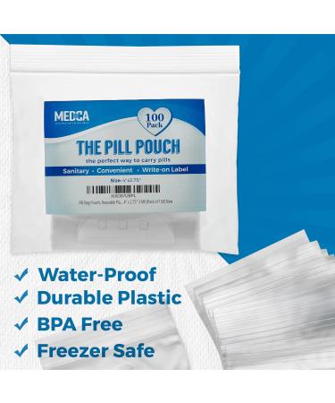 Buy Pill Pouch Bags - Pack of 100 | 4x2.75 | BPA-Free Disposable Zipper Bags for Daily AM PM Medicine Organization | Clear Reusable with Write-on Labels - Buy Online on GoSupps.com