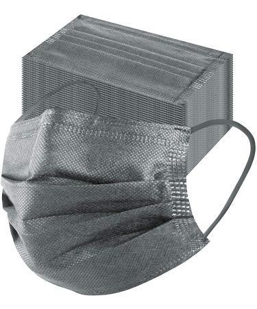 MSAAEX Grey Disposable Face Mask 4-Ply Protection Masks Prevent Dust Breathable Non-Woven Mouth Cover - 50 Pack Gray