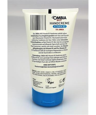 Ombia Med Hand Cream with 5% Urea & Vitamin B3 - Hydrating & Soothing | International Shipping Available - Buy Online on GoSupps.com