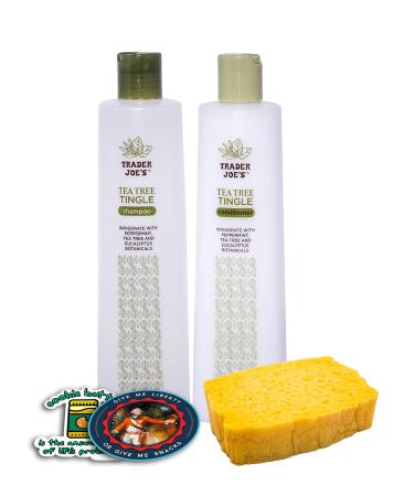 Trader Joe s Tea Tree Tingle Shampoo And Conditioner Combo | Includes Pop-Up Sponge And Trader Joe s Inspired Meme Stickers