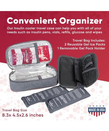 Elovate 15 Insulin Cooler Bag - Diabetic Supplies Organizer with Reusable Ice Packs - Travel Case for Easy Carry - Diasan Enterprises LLC - Buy Online on GoSupps.com