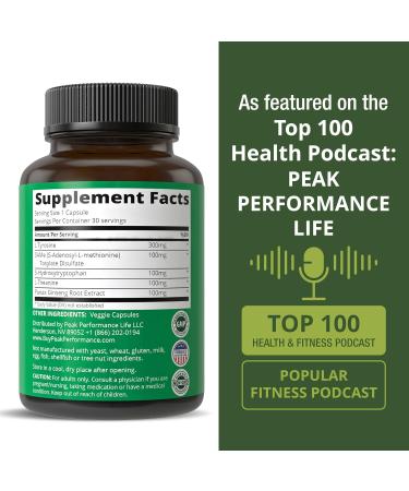 Peak Performance Mood Support Supplement with 5 Top Ingredients: 5HTP SAM e L Tyrosine L Theanine and Panax Ginseng. Calm Focus Relaxation Supplements. Vegan - Buy Online on GoSupps.com