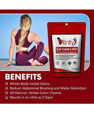 VITINITY 3 Day Detox Pills - Natural Whole Body Cleanse for Digestive Health - Herbal Supplement with Apple Cider Vinegar & Cayenne - Weight Bloating Constipation Relief - Buy Online on GoSupps.com
