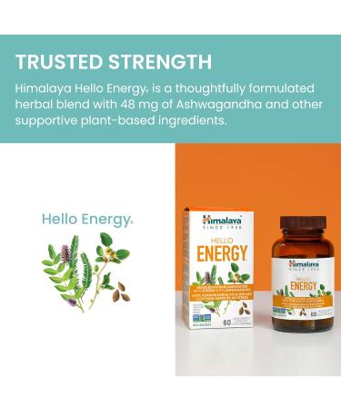 Himalaya Hello Energy with Ashwagandha Reduces Fatigue Associated with Stress 60 Vegetarian Capsules 1 Month Supply - Buy Online on GoSupps.com