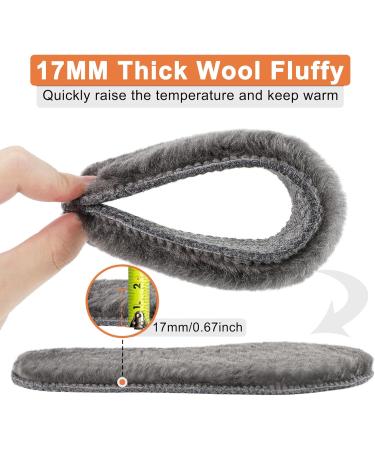 Buy LARGERED 2 Pairs Sheepskin Insoles - 17MM Thick Winter Warm Wool Inserts for Men & Women - Cozy Fluffy Fleece Replacement Soles - EU45/12US 14 - Cream & Grey - Buy Online on GoSupps.com
