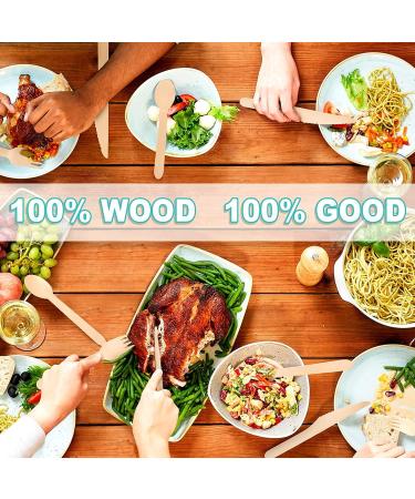 100Pcs Eco-Friendly Wooden Forks - Biodegradable & Compostable Disposable Wooden Forks for Eating - Sustainable Alternative to Plastic Utensils - Buy Online on GoSupps.com