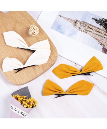 Whaline 4 Pairs Velvet Hair Bow Side Clips - Non-Slip Cute Hair Accessories for Girls and Women - 8pcs (Red, Yellow, White, Black) - Buy Online on GoSupps.com