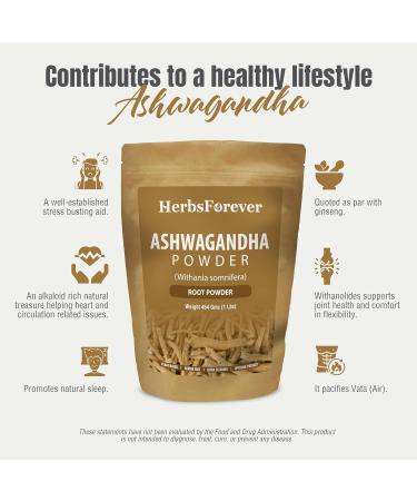HerbsForever Ashwagandha(Withania somnifera) Root Powder- Ayurvedic Adaptogen Herb for Sleep Anti Stress Ideal for Smoothie Juice & Teas| Wild Harvested Non GMO 2X Potency Ultra Clean|16oz-1LBS 15.89 Ounce (Pack of 1) - Buy Online on GoSupps.com