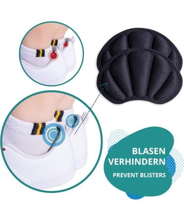 Sulpo Heel Cushion Set - 4 Pairs of Sponge Heel Pillows for Protection & Comfort - Shoe Repair Heel Protectors for Oversized Shoes - Black - Buy Online on GoSupps.com