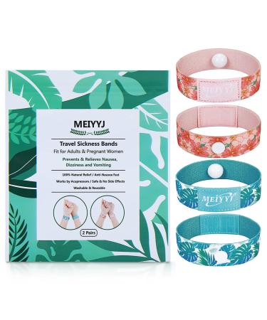MEIYYJ 2 Pairs Travel Sickness Bands for Motion Morning Sickness Anti Sickenss Wristbands for Kids Cruise Travel Essentials Morning Sickness Wristbands Pregnancy Must Have Green pink-medium