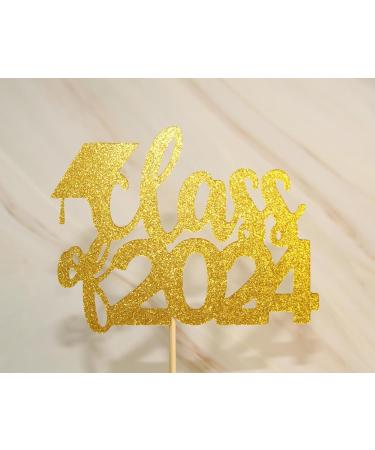 zxyxka Class of 2024 Cake Topper Congrats Grad 2024 Graduation Cake Decor High School/College Graduate Celebration Party Decoration Supplies(2 pcs Gold) - Buy Online on GoSupps.com