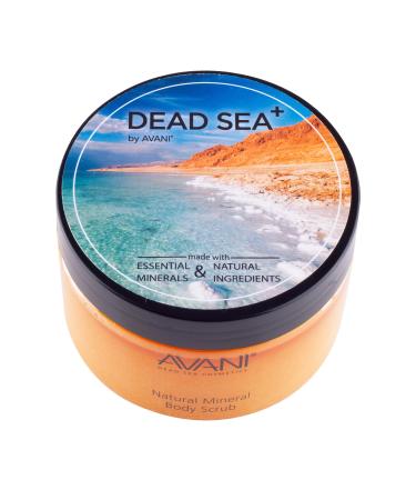Avani Natural Mineral Body Scrub - Dead Sea Salt Vitamin E Jojoba Sunflower Sweet Almond - Exfoliating Formula for All Skin Types - Milk/Honey Milk & Honey
