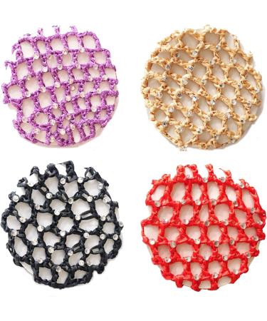 9 Piece Dutt Network Bun Hairstyle Aid - Fabric Knot for Gymnastics Ballet & Dance with Rhinestones - Buy Online on GoSupps.com