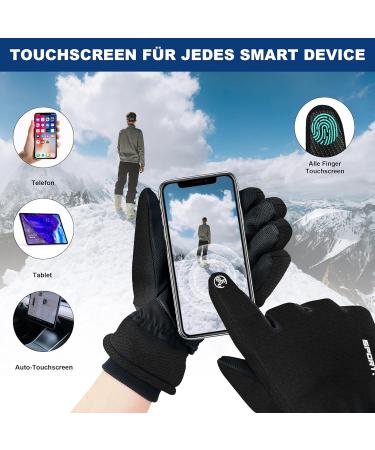 Qifengl Waterproof Winter Gloves for Men & Women | Touchscreen 3M Thinsulate Ski Gloves | Non-Slip Bike Gloves for Hiking Running & Motorcycling - Black - Buy Online on GoSupps.com