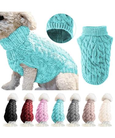 Tower collar knitting sweater for pets winter warmer thick sweater knitting goods crochet coat clothing for small medium-sized and large dogs puppies cats (L blue) L blue