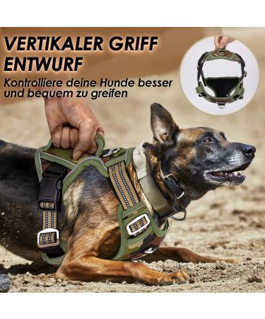 Eyin Small Dog Harness - Adjustable Breathable Reflective Padded with Handle - Camouflage Green for Daily Training (Neck 32-46cm Chest 35-63cm) - Buy Online on GoSupps.com