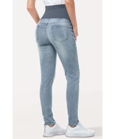PACBREEZE Women's Maternity Jeans XL - Light Blue High Waist Denim Skinny Pants - Buy Online on GoSupps.com