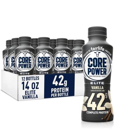 Core Power Elite High Protein Shake 42g High Protein Milk Shake Ready To Drink for Workout Recovery - Vanilla - 14oz - Pack of 12