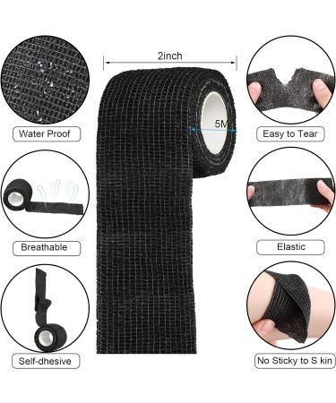 96 Pack 2 x 5 Yard Self Adhesive Bandage Wrap - Black Cohesive Elastic Athletic Tape for Wrist, Ankle - Breathable & Stretchy Sports Wound Tape - Buy Online on GoSupps.com
