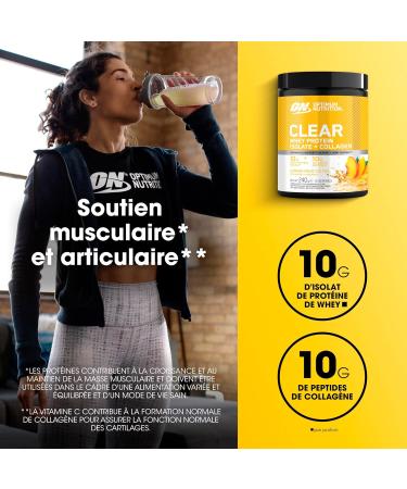  Optimum Nutrition Optimum Nutrition Clear Whey + Collagen Summer Fruits Iced Tea 10g Whey Isolate and 10g Collagen Peptides per Serving - Buy Online on GoSupps.com