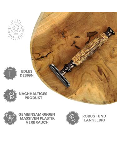 GIANNOTTI Safety Razor Set | Plastic-Free Zero Waste | Eco-Friendly Gunmetal Bamboo | 5 Double Blades for Men & Women - Buy Online on GoSupps.com