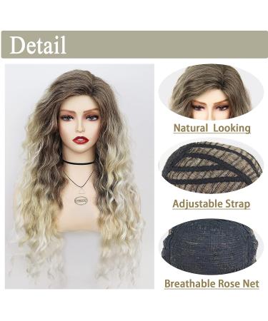 GNIMEGIL Long Curly Wavy Ombre Blonde Wig for Women - High Quality Heat Resistant Synthetic Hair for Christmas Costumes & Daily Use - Buy Online on GoSupps.com