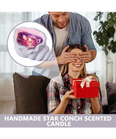 Seashell Wax Candle - Handmade Coastal Candle with Sandalwood Fragrance | Natural Soy Wax for Room Decor & Stress Relief - Purple Seashell Ornament - Buy Online on GoSupps.com