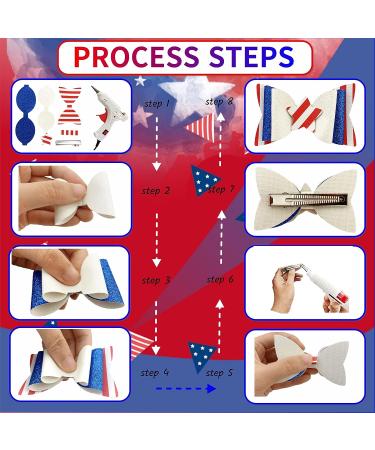 AOUXSEEM 4th of July Independence Day Hair Bow DIY Kit - 24 Sets | Pre Cut Pieces & Hair Clips Included - Buy Online on GoSupps.com
