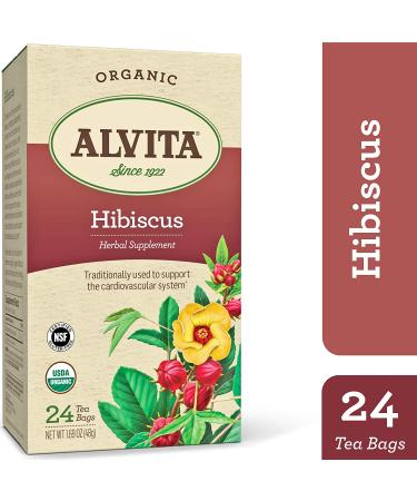Alvita Organic Hibiscus Tea - 24 Premium Herbal Tea Bags | Tart Flavor & Floral Aroma - Buy Online on GoSupps.com