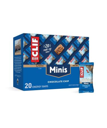 CLIF BARS - Mini Energy Bars - Chocolate Chip - Made with Organic Oats - Plant Based Food - Vegetarian - Kosher (0.99 Ounce Snack Bars, 20 Count)