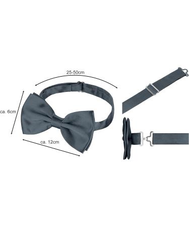 BomGuard Men's Dark Grey Y-Shape Suspenders Bow Tie Set - 4 Strong Clips 3.5 cm Wide One Size - Perfect for Any Occasion - Buy Online on GoSupps.com