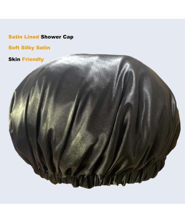 Double Layer Satin Lined Shower Cap | Waterproof | Extra Large | Golden Dot Design - Buy Online on GoSupps.com