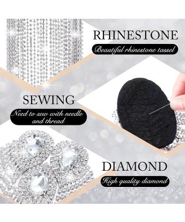 Rhinestone Tassel Shoulder Applique Set - Crystal Fringe Epaulette Badge for Women DIY Jacket Accessories (Silver) - Buy Online on GoSupps.com