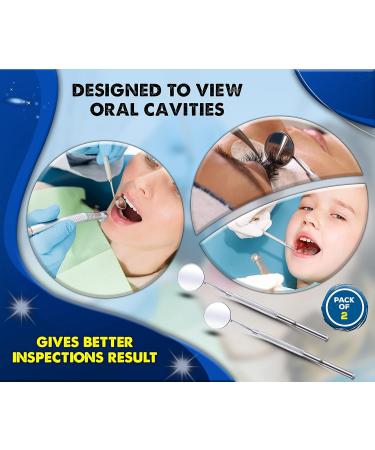 Dental Mouth Mirror Set - Professional Dentist Inspection Tool for Home Use | Pack of 2 Curved Angle Oral Care Mirrors - Buy Online on GoSupps.com