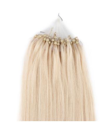 Beauty7-50 Stk Real Hair Stremy Real Hair Hair Call Loof Micro Ring Microring Hair 60cm Real Hair Extensions 1g Strahnen 24 "Light Blond #613