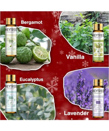 HEYTREE Essential Oils Set - 8 x 10ml Pure Natural Aromatherapy Oils - Lavender, Eucalyptus, Tea Tree, Vanilla, Peppermint, Lemongrass, Bergamot, Orange - Perfect Christmas Gifts - Buy Online on GoSupps.com