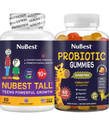 NuBest Tall 10+ & Probiotics Gummies Bundle - Bone Strength & Digestive Support for Kids & Teens